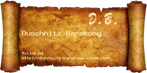 Duschnitz Barakony névjegykártya